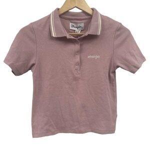 NWT Wrangler Margot polo Dusty Pink Short Sleeve‎ Logo Polo AU6 x Small womens